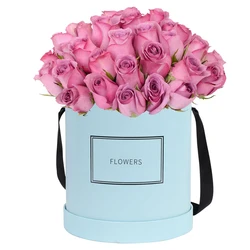 Роскошная Черная цилиндрическая картонная круглая подарочная коробка для цветов оптом