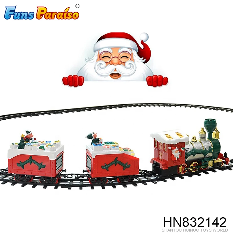 Импортные игрушки, пластиковый Рождественский игрушечный поезд на батарейках, Набор железной дороги HN832142