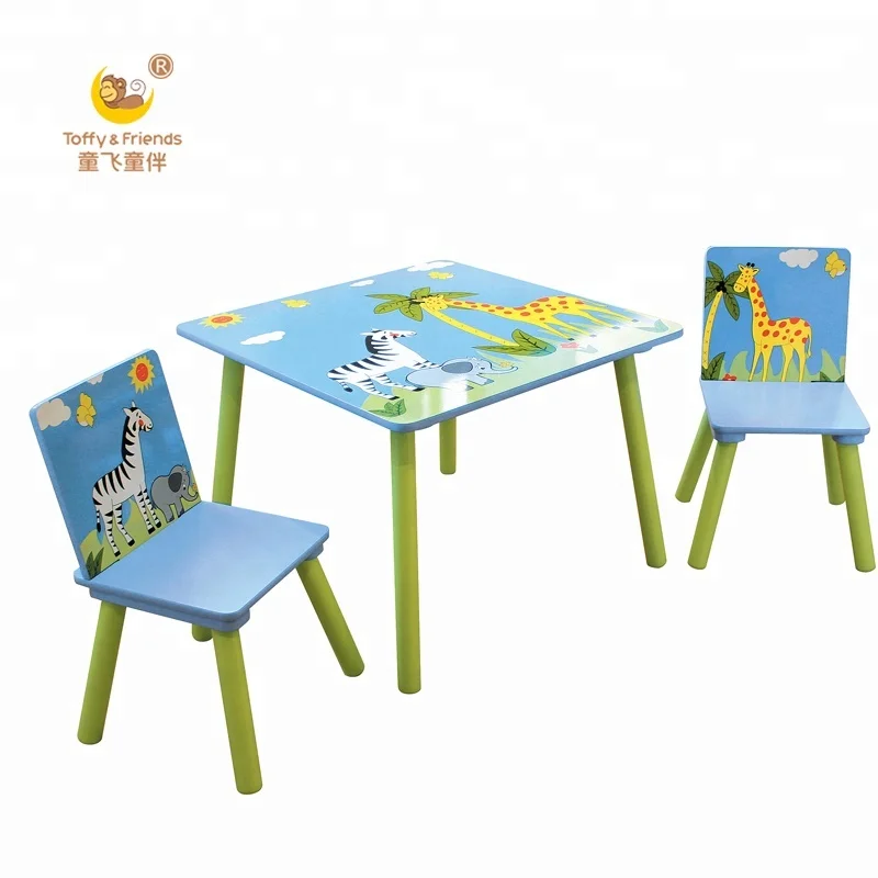 Wooden Kids Study Table and Chairs Set