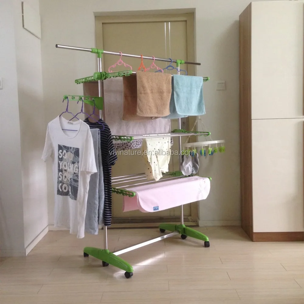 Heavy Duty Cloth Drying Rack Foldable Laundry Clothes Folding Hanger Indoor