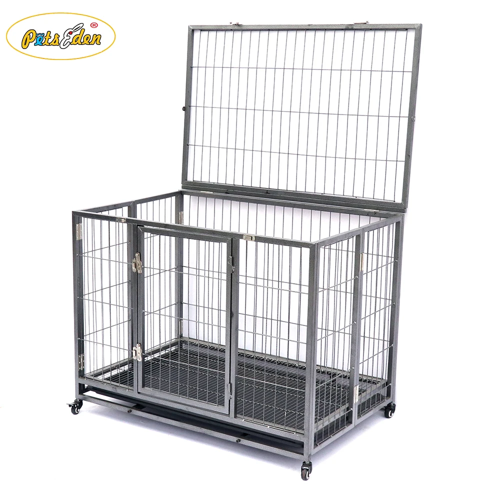 Heavy Duty Rolling Stainless Steel Pet Dog Cage With Abs Or Metal Tray Pet Crate House Buy Dog