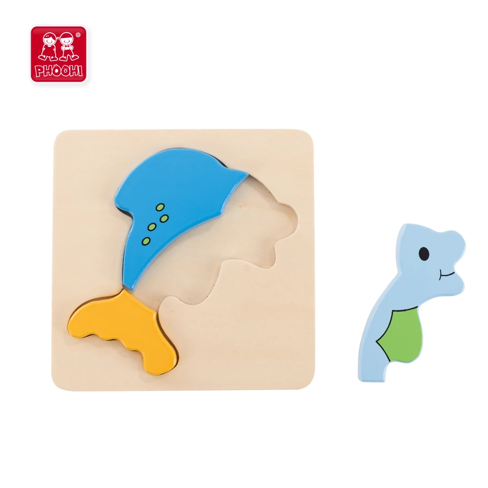 Простая детская игрушка-головоломка животное 4 шт. деревянная форма дельфин головоломки для детей 1