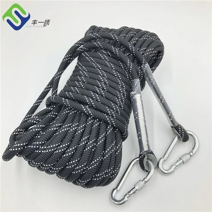 black 10mm rock climbing static rope