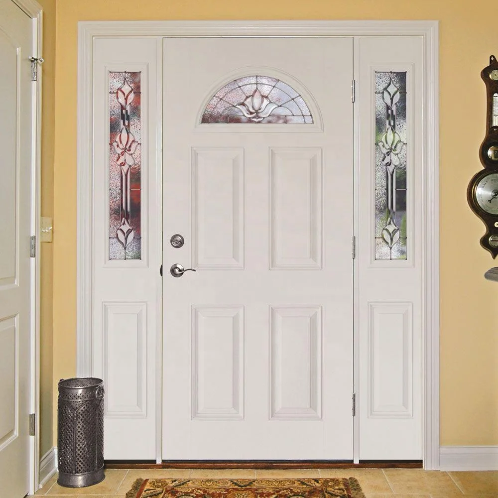 Modern fiberglass FRP GRP door with sidelights fiberglass front entrance doors supplier