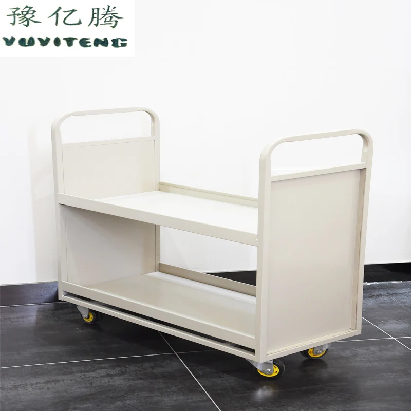 Hand Push Mobile Library Metal Book Trolley Book Cart