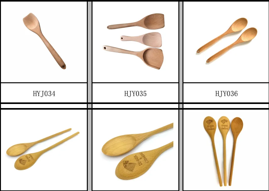 New Style Safety Handmade Kitchen Tools Wooden Spoon Handmade Wooden Serving Spoons