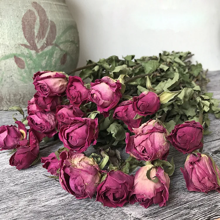 
Свадебное Рождественское украшение для помещений Европейский стиль естественные на ощупь маленькие сушеные розы цветы Букеты 