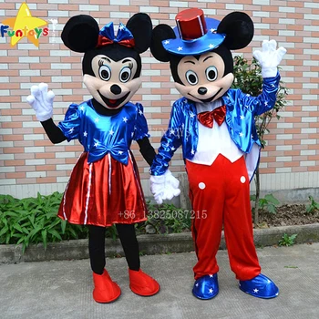 Funtoys CE USA Flag Minnie & Mickey Mascot Costume Cartoon Character Birthday Party Fancy Cosplay Dress For Adult