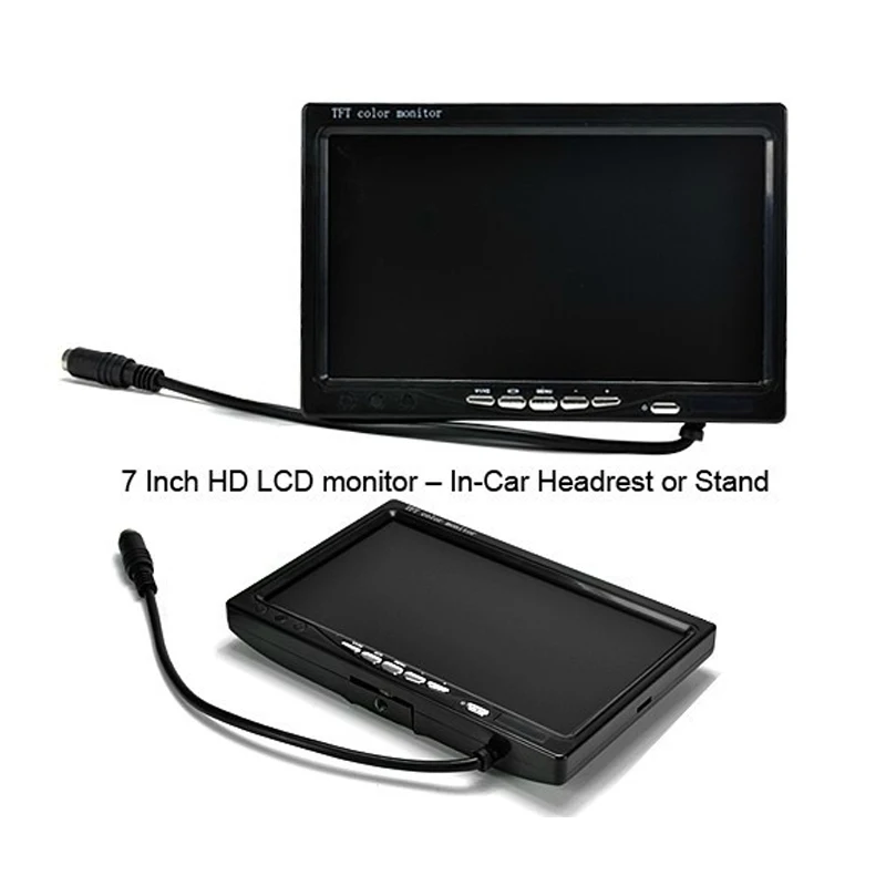 7 Inches TFT LCD Car Headrest Monitor With 2 AV Port Color Car Monitor