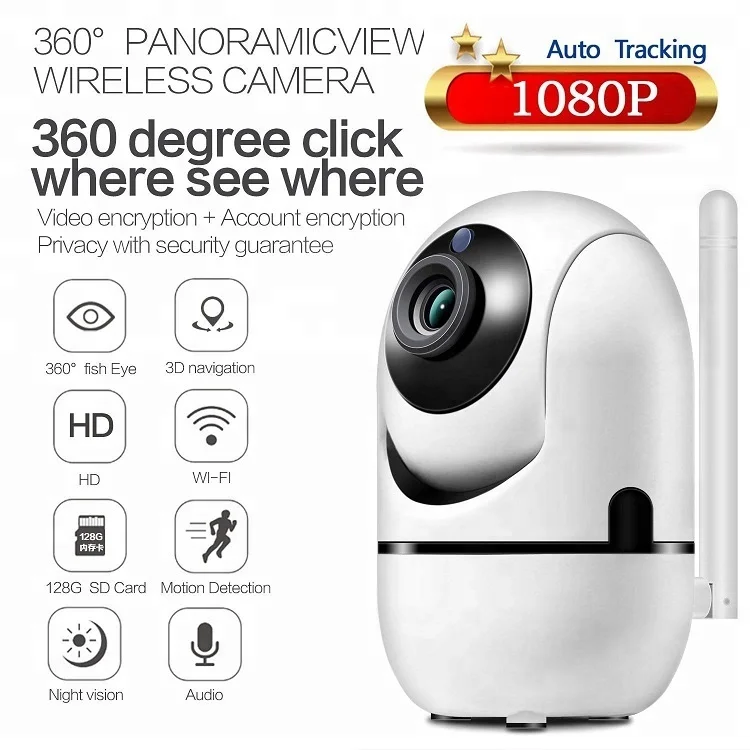 360 Degree Mini WiFi Robot Camera with Automatic Motion Tracking Detector and Night Vision for Baby Monitors