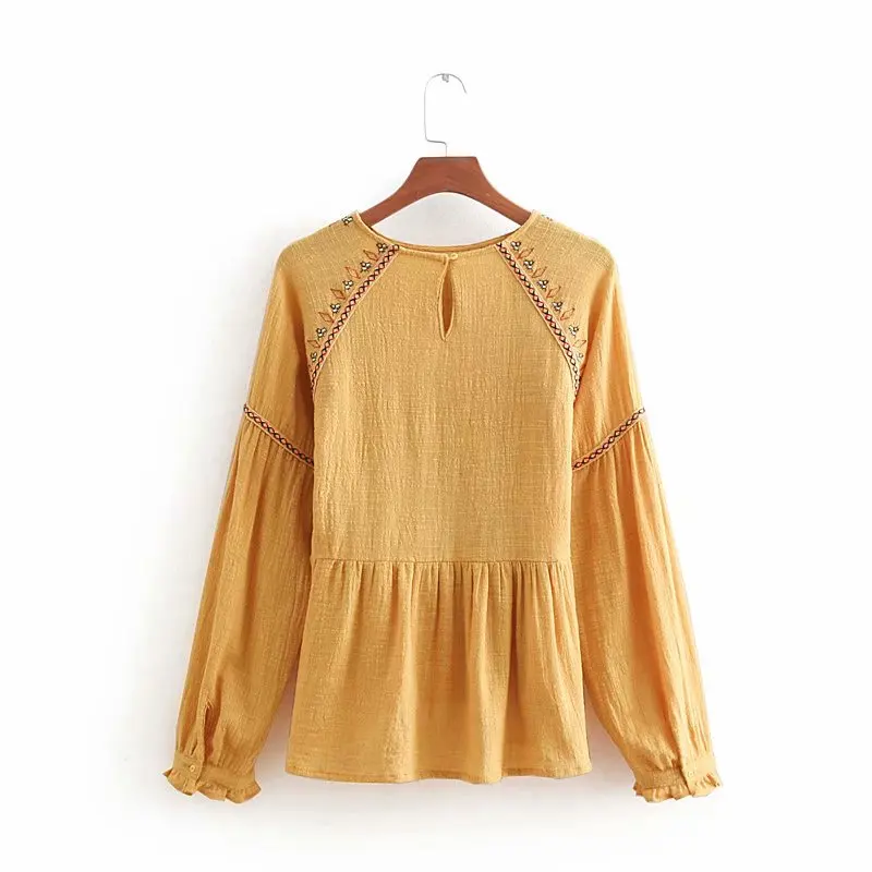 yellow long sleeve blouse