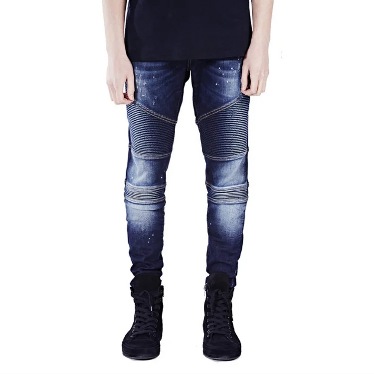 Pantalones Vaqueros Ajustados Para Hombre,Diseño De  Moda,Motociclista,Hiphop,Pintura Azul Oscuro - Buy Biker Jeans Azul Oscuro  Pintura,Diseño De Moda De Pista Hiphop,De Moda Biker Denim Jeans Hombres  Product on Alibaba.com