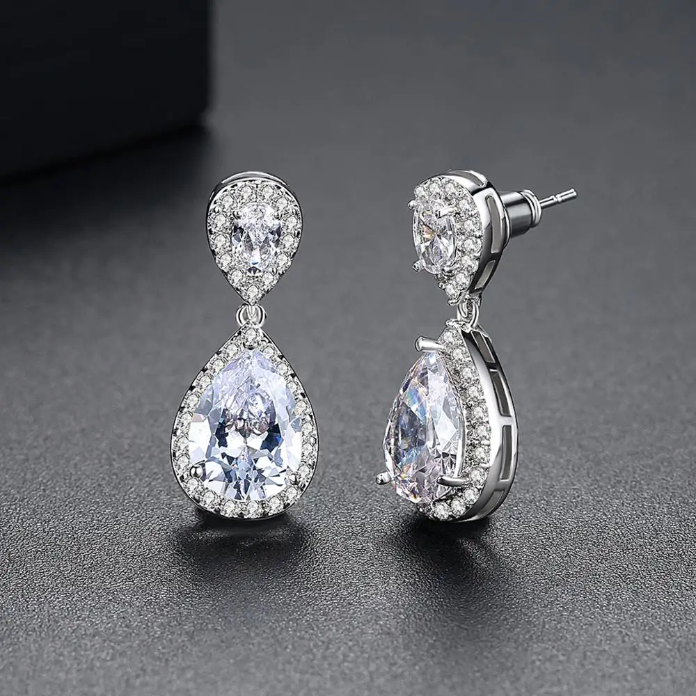 Luoteemi Jewelry Elegant CZ Diamond Earrings for Women