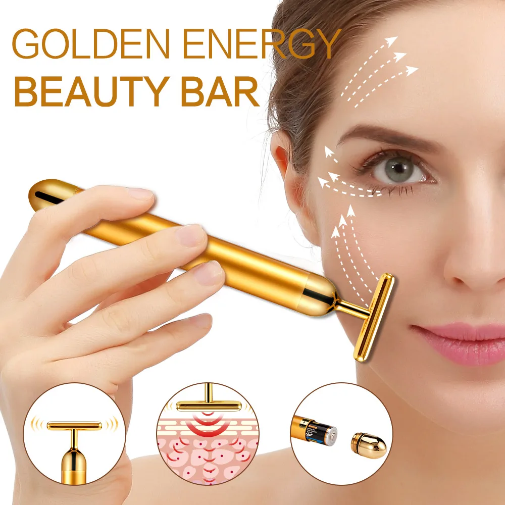 masajeador facial oro