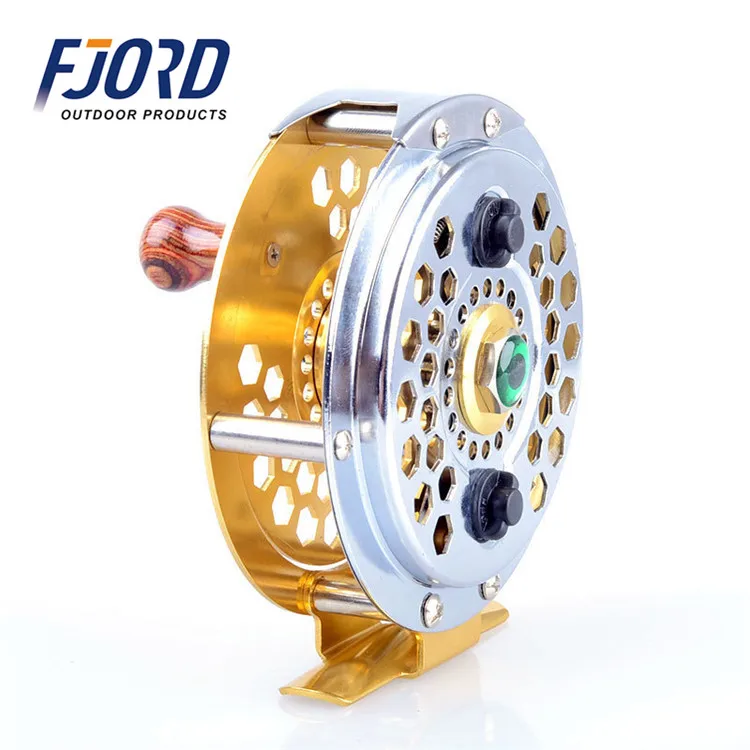 FJORD in Stock Deep Sea Fly Fishing Reel Full Metal Aluminum Waterproof Saltwater Clicker Fly Fishing Reel With Cork Handle