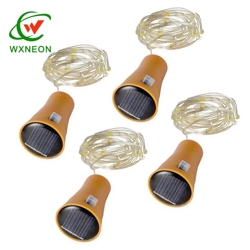 Outdoor 2M Solar Cork Wine Bottle Stopper Copper Wire String Lights 20 LED Fairy Lamps