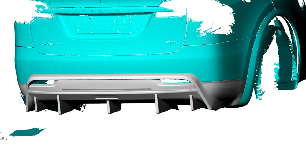 Стильный карбоновый диффузор RZ для заднего бампера Tesla Model X 75D 90D P90D 100D P100D