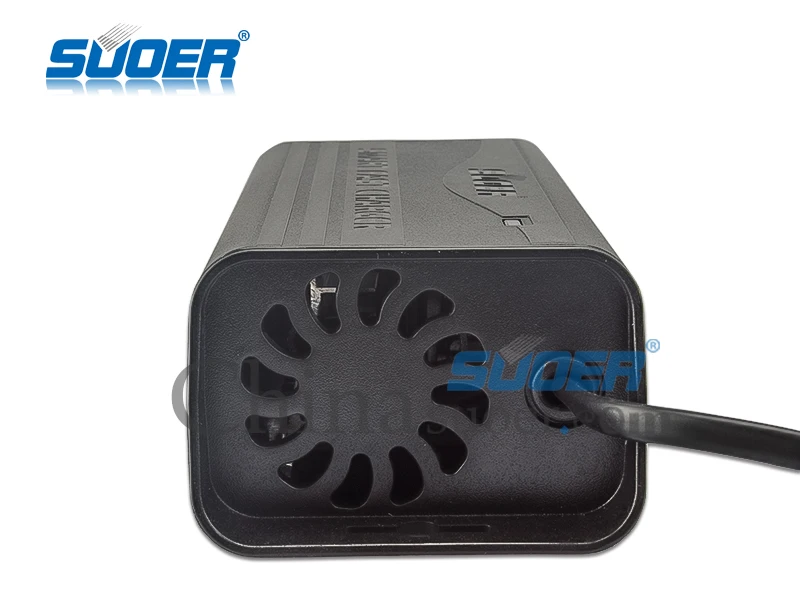 Suoer 12V 3A Smart Fast Charging Universal Car Charger Electric DC & AC Port for Lead Acid Battery Auto & Solar Vehicles