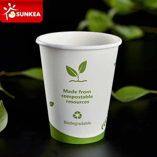4oz 8oz 10oz 12oz 16oz 20oz Compostable Biodegradable Food Grade PLA Coffee Paper Cup with Lid