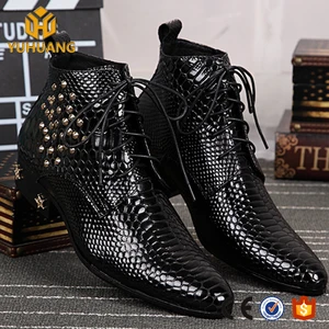 Trend British Pointed Boots Rhinestone Decoration Good Brand Leather Men's Boots