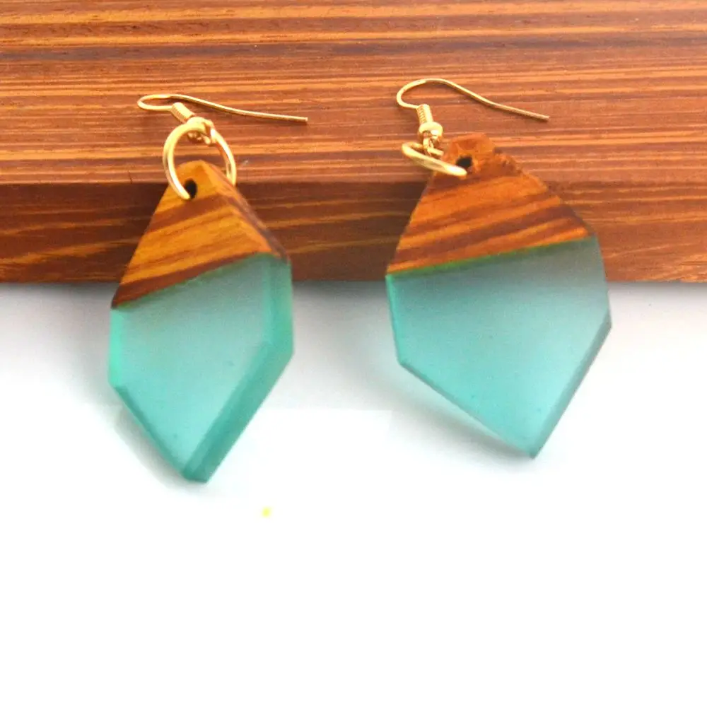 
 Антикварные ювелирные изделия, серьги из натуральной древесины и смолы с блестками, оптовая продажа, Женские Ювелирные изделия из смолы для костюмов  