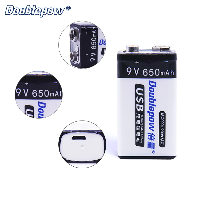 Flat Cell 9v Lithium Ion 650mah Usb Metal Polymer Battery