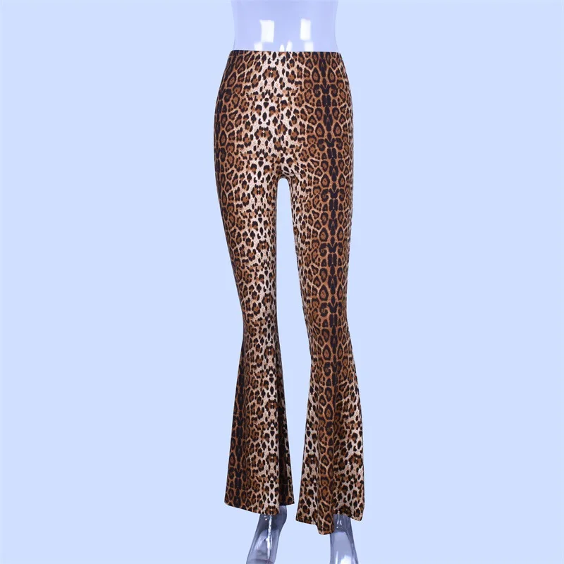 High Waist Leopard Print Flare Leggings 