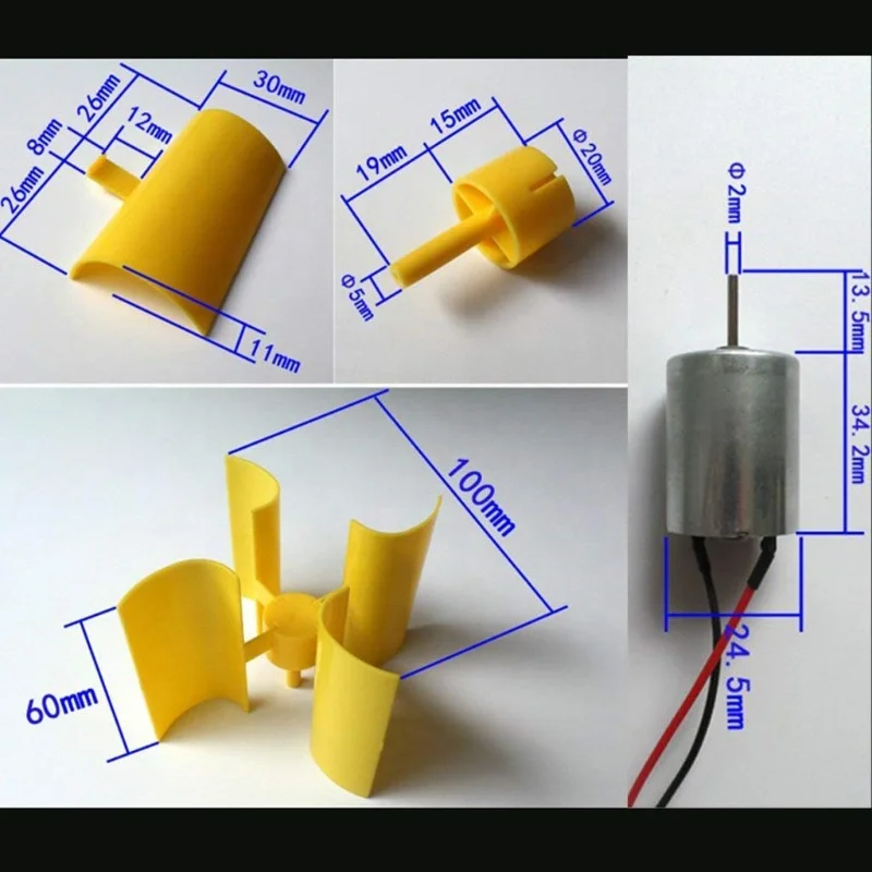 Hot Selling Color LED Micro Electric Generator Diy Wind Turbine Toy