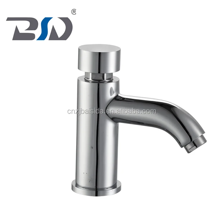 Brass Push Button Water Save Time Delay Public Bathroom Faucet Mixer