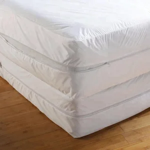 100% Cotton Anti-Dust Mite Waterproof Mattress Cover Encasement with Zipper Plain Style Bed Mat