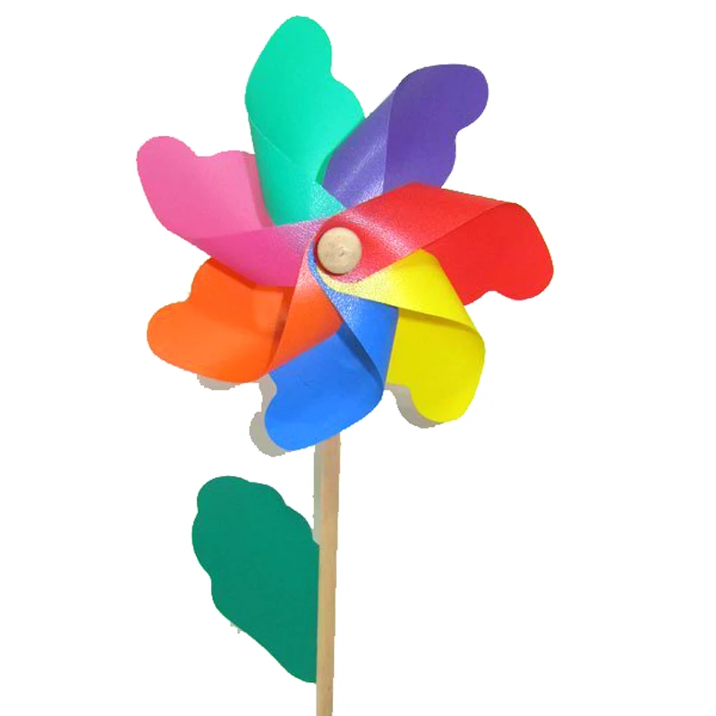 
Цветные радужные лезвия Pinwheels с деревянной палочкой пластиковые pinwheel 