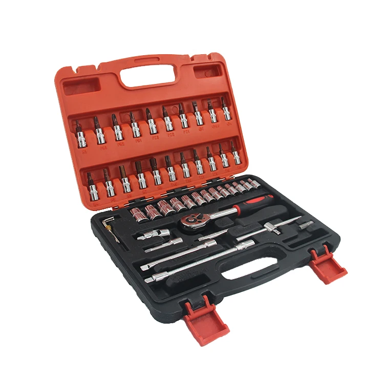Набор инструментов для автомобиля и мотоцикла, комплект из 46 предметов, торцевые ключи
