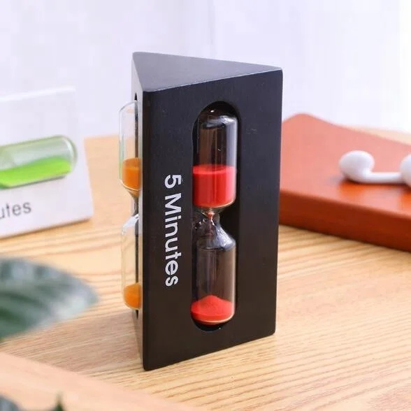 Triangular Prism Wooden Senssore Liquide Sand Timer 3 in 1 Hourglass 3 Sides 3/5/8/60 Minutes Hourglass
