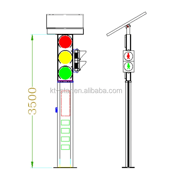 Солнечный беспроводной светофор с пешеходной кнопкой