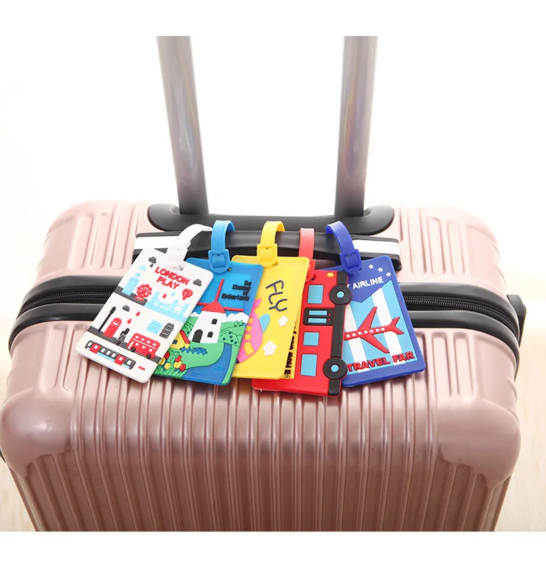 PVC Luggage Rubber Baggage Identity Tag Holiday Travel School Bag Suitcase 