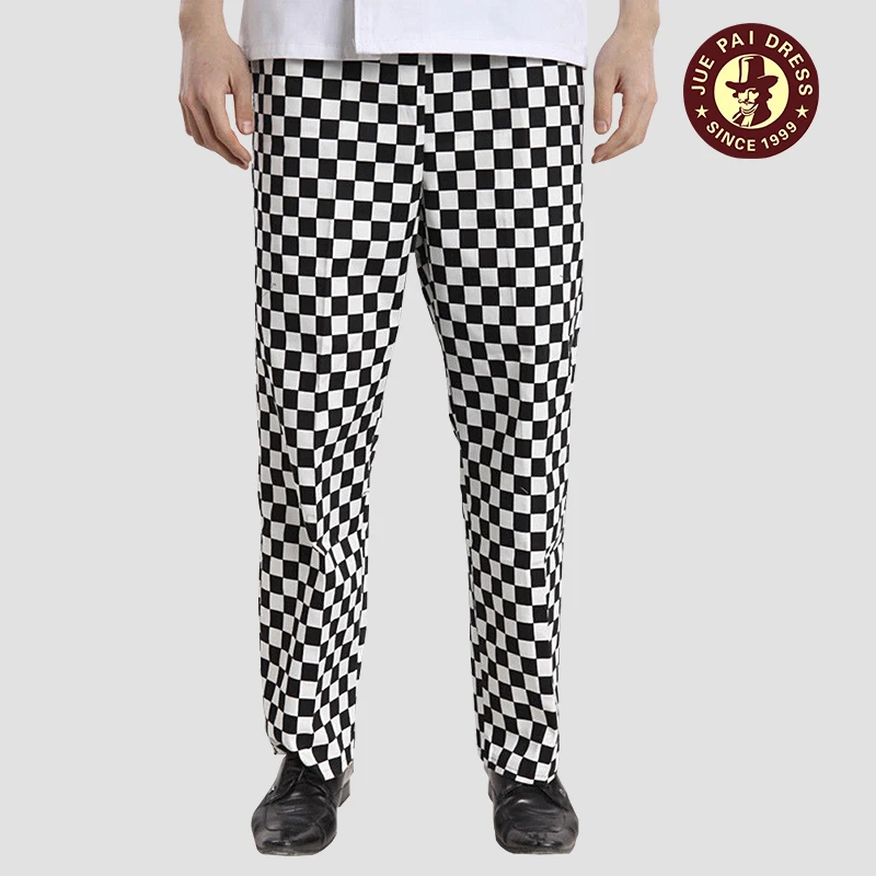White PST Brand Pre-Owned Chef Pants Checkered Black 