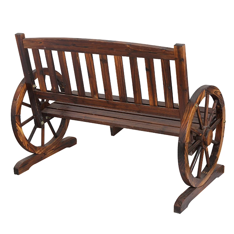 Garden Bench Patio Garden Wooden Wagon Wheel Bench