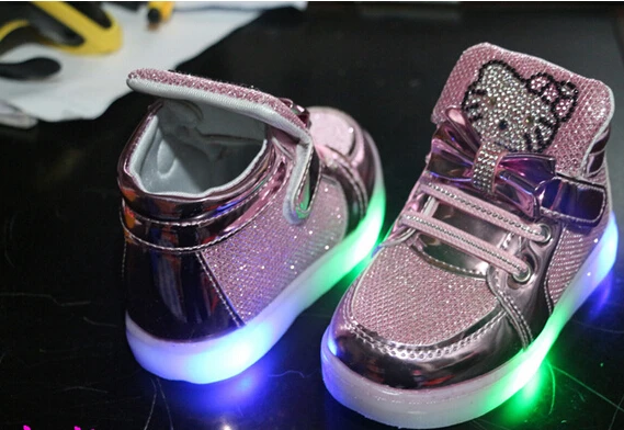 Children Casual Shoes 2016 LED Lights Female Male Child Sport Shoes Rhinestone Spring And Autumn Baby