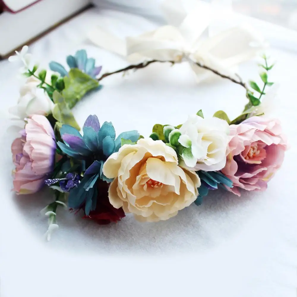 1881e Floral Head Garland Hair Accessories Fairy Hawaiian Floral Crown