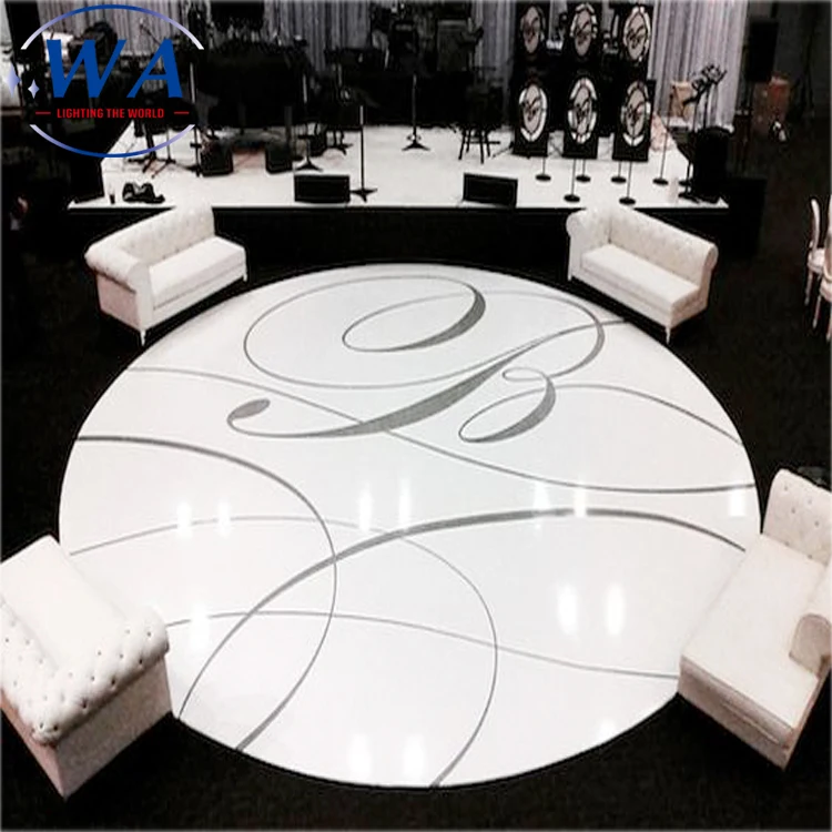 
Black and White plywood wooden removable round dance floor with flight case wedding decoration 