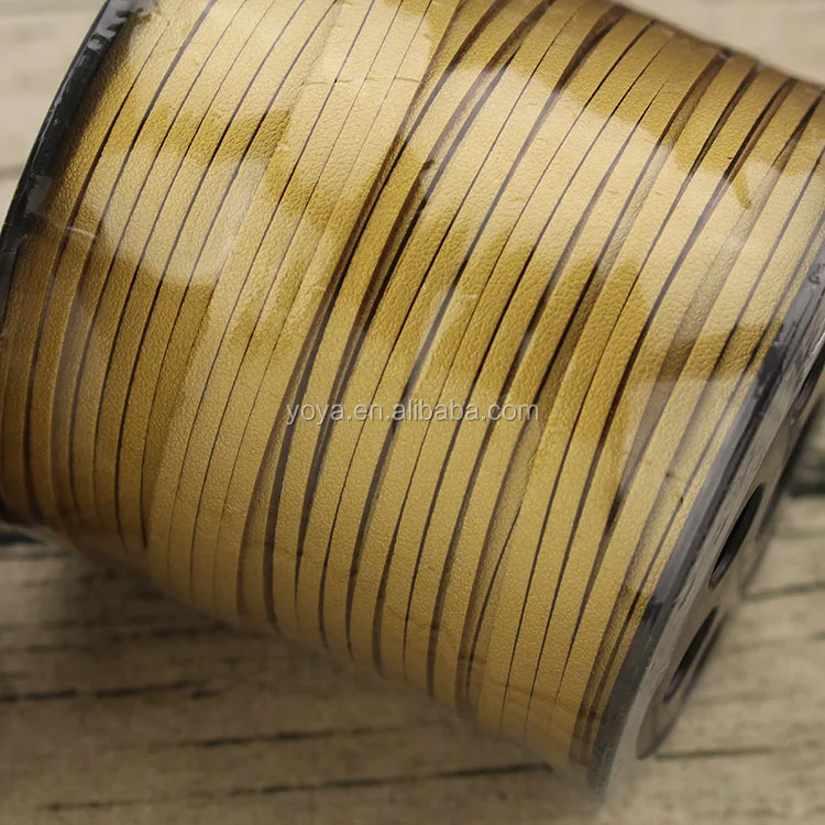 
 Золотистый плоский шнур ST1038 из искусственной замши, замшевое кожаное кружево с металлическим Золотистым Покрытием  