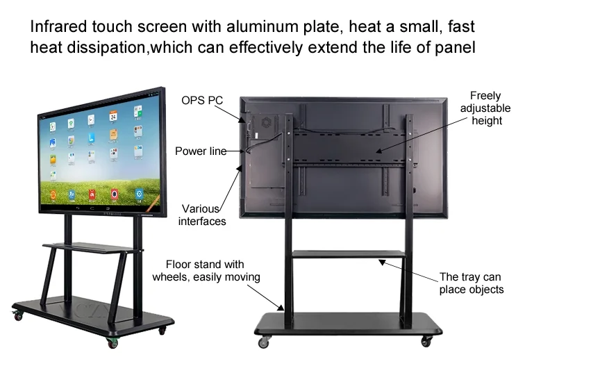 55 Inch 4k Led Smart Board Digital Interactive Touch Screen for School ...