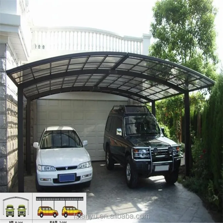 Strong Aluminum Frame Polycarbonate Board Canopy Double Carport