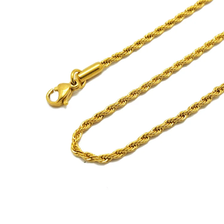 Gold Rope Twist Chain Necklace, Tarnish-Free Gold Plating - Forever Lasting