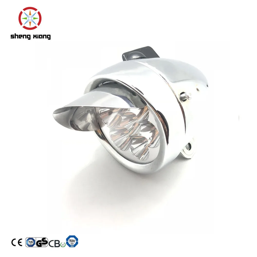 Винтажный велосипедный фонарь на батарейках с 7 светодиодами для Halley черного или хромированного цвета