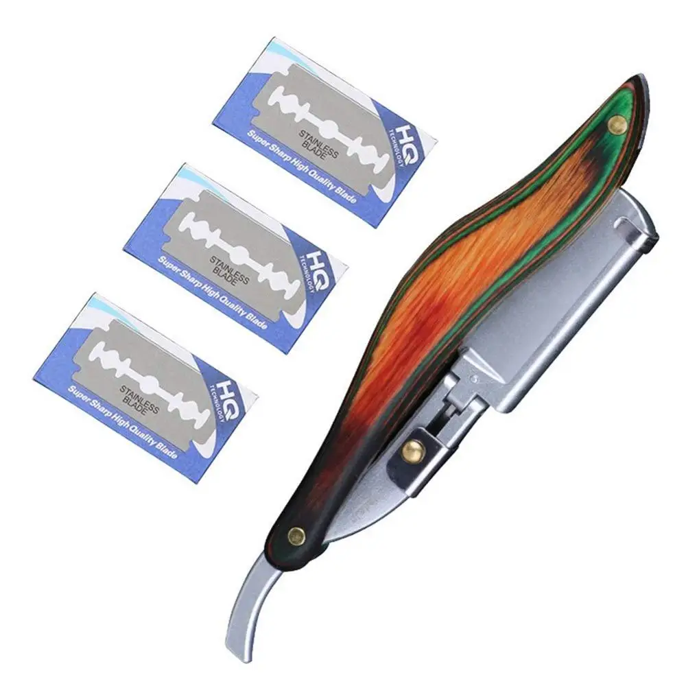 Парикмахерская бритва, профессиональная прямая бритва, ручная работа для мужского бритья с 10 лезвиями