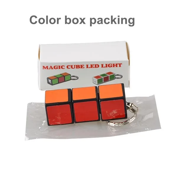 ABS Plastic Magic Cube Keychain Torch Light Ultra Bright LED Light Key Chain Flashlight for Promotion