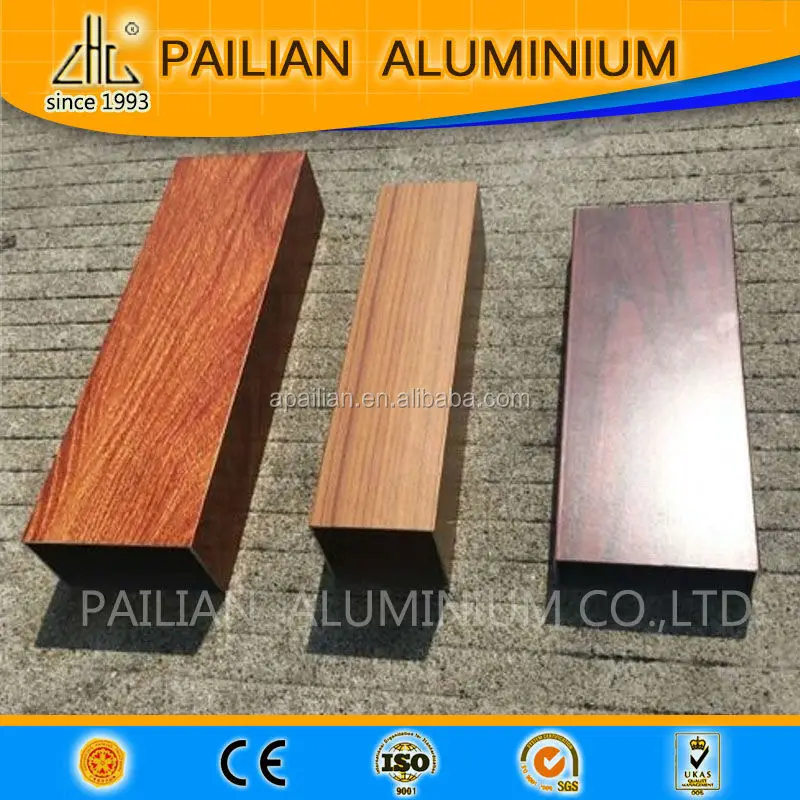 компетенция завод 6063 T5 алюминиевый экструдированный profileswood зерна трубы квадратного сечения профиль