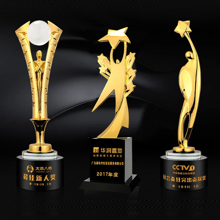 2023 Business Decoration Sports Crystal Custom Globe Modern Metal Trophy Cups