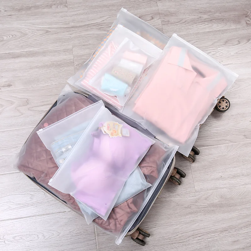 10PCS Travel Frosted Ziplock Bag PE Storage Bag Plastic Zipper EVA  Translucent Bag Ziplock Bag Waterproof Packaging Bag